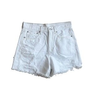 American Eagle Womens Shorts 6 White Distressed Frayed High Rise Festival Boho